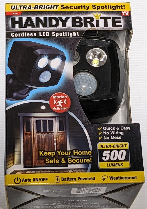2) Ontel Handy Brite Cordless Motion Activated 500 Lumen LED Security Spotlights gallery