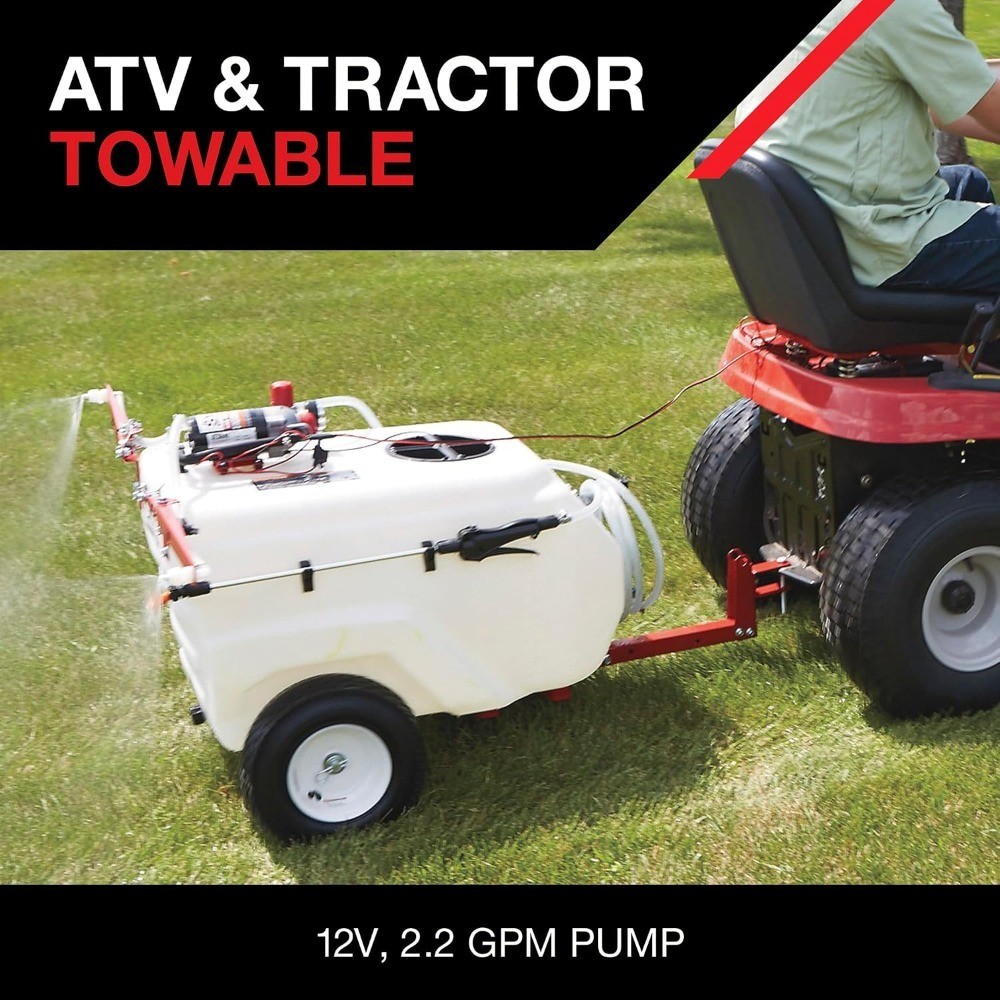 Tow Behind Trailer Mounted Boom Broadcast and Spot Sprayer 31 Gallon Tank 2.2 gallery