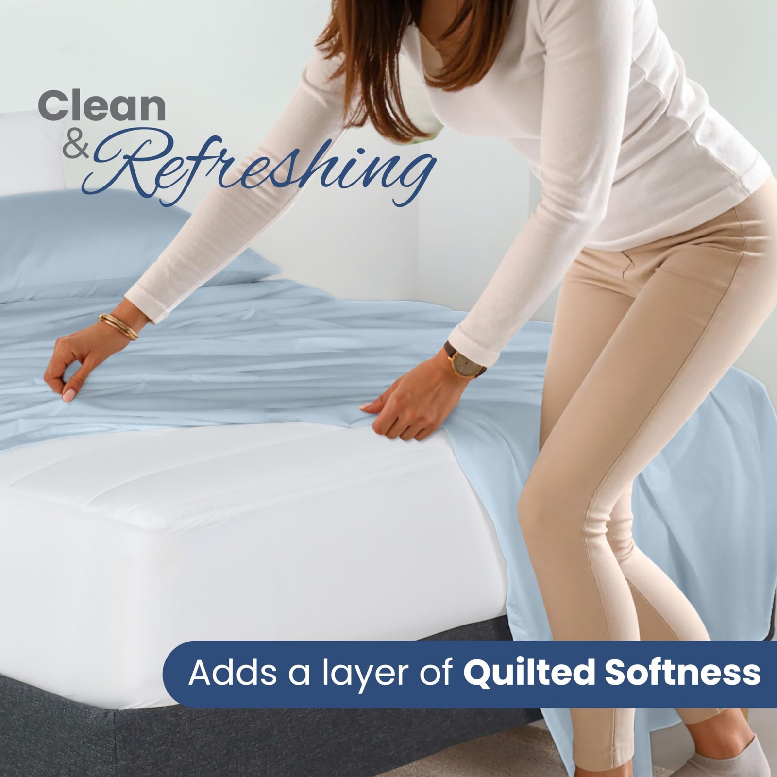 Quilted Mattress Pad, Soft Breathable Polyester-Cotton Blend Fabric, Premium ... gallery