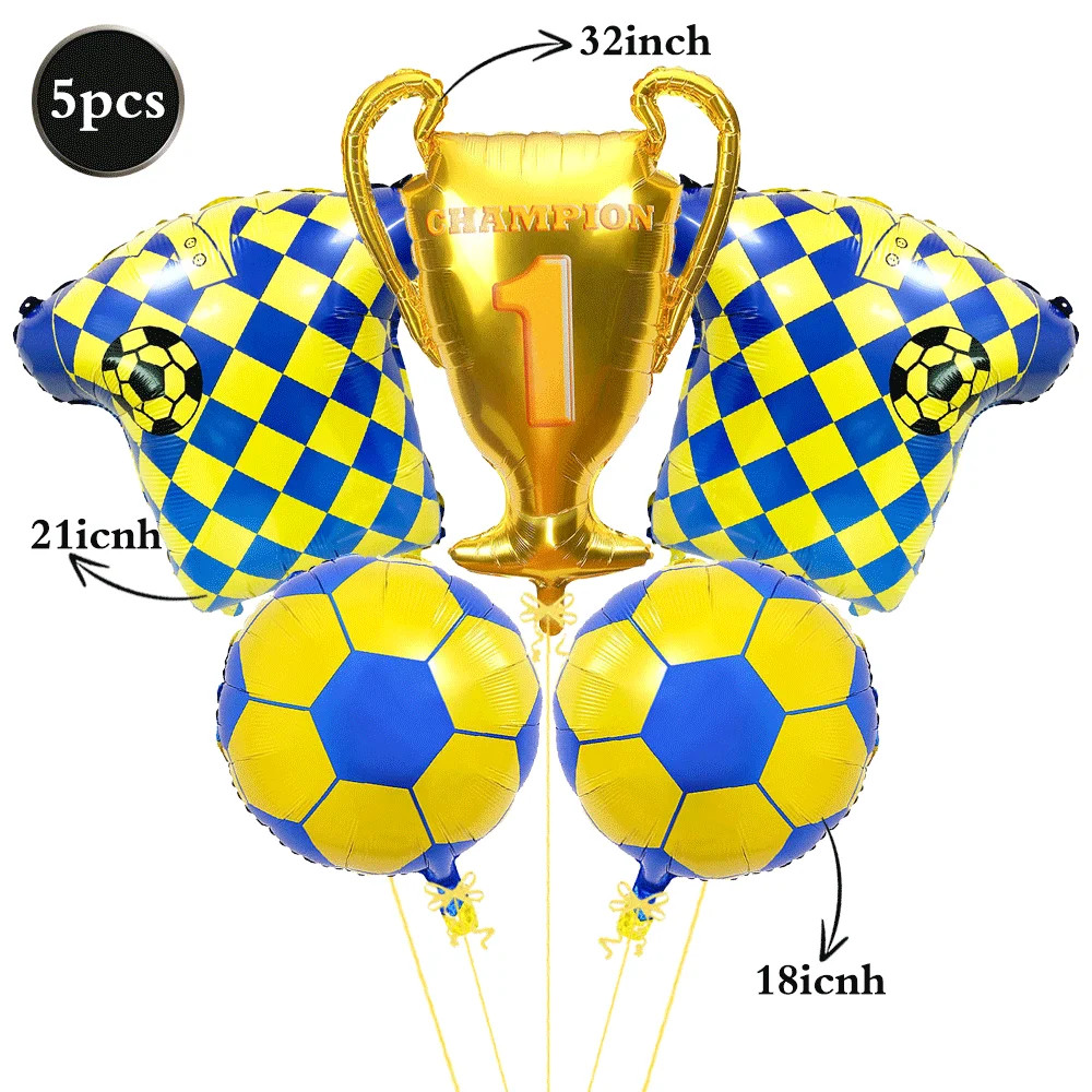 5pcs Soccer Party Decorations Soccer Balloons 32 Inch Gold Champion Trophy Ballo gallery
