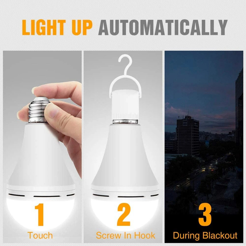 4PCS LED Rechargeable Emergency Light Bulb 12w Equivalent 1200mAh Battery Backup gallery