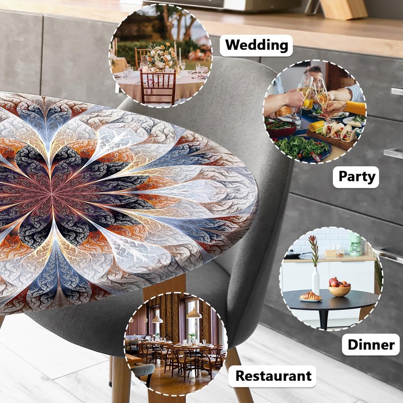 Round Fitted Elastic Tablecloth Round Outdoor Tablecloth Fitted Table Cover f... gallery