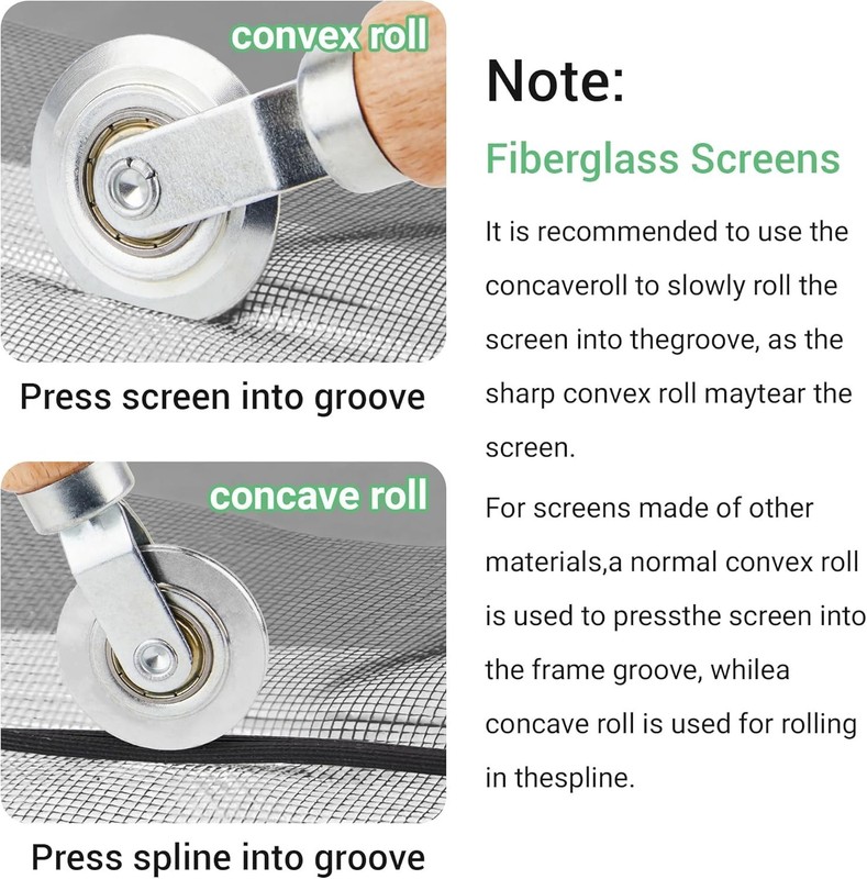 Screen Repair Kit, 32 ft Screen Retainer Spline, Spline Steel Roller, Removal Ho gallery