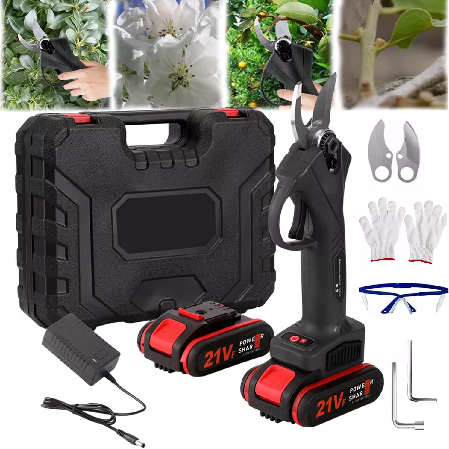 Electric Pruning Shears Cordless Pruner Brushless Branch Cutter with 2 Batteries gallery