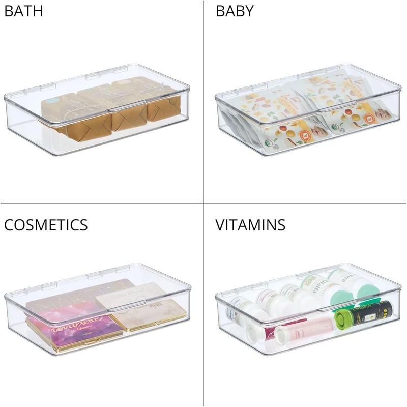 Kitchen Binz BPA-Free Plastic Stackable Organizer Box with Lid -, Clear gallery