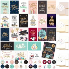 24 Pack Foiled and Glittery Assorted 6x4in Assorted Birthday Cards