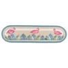 Pink Flamingo Table Center Jute Runner 13"x48" Oval Patch Printed Runner gallery