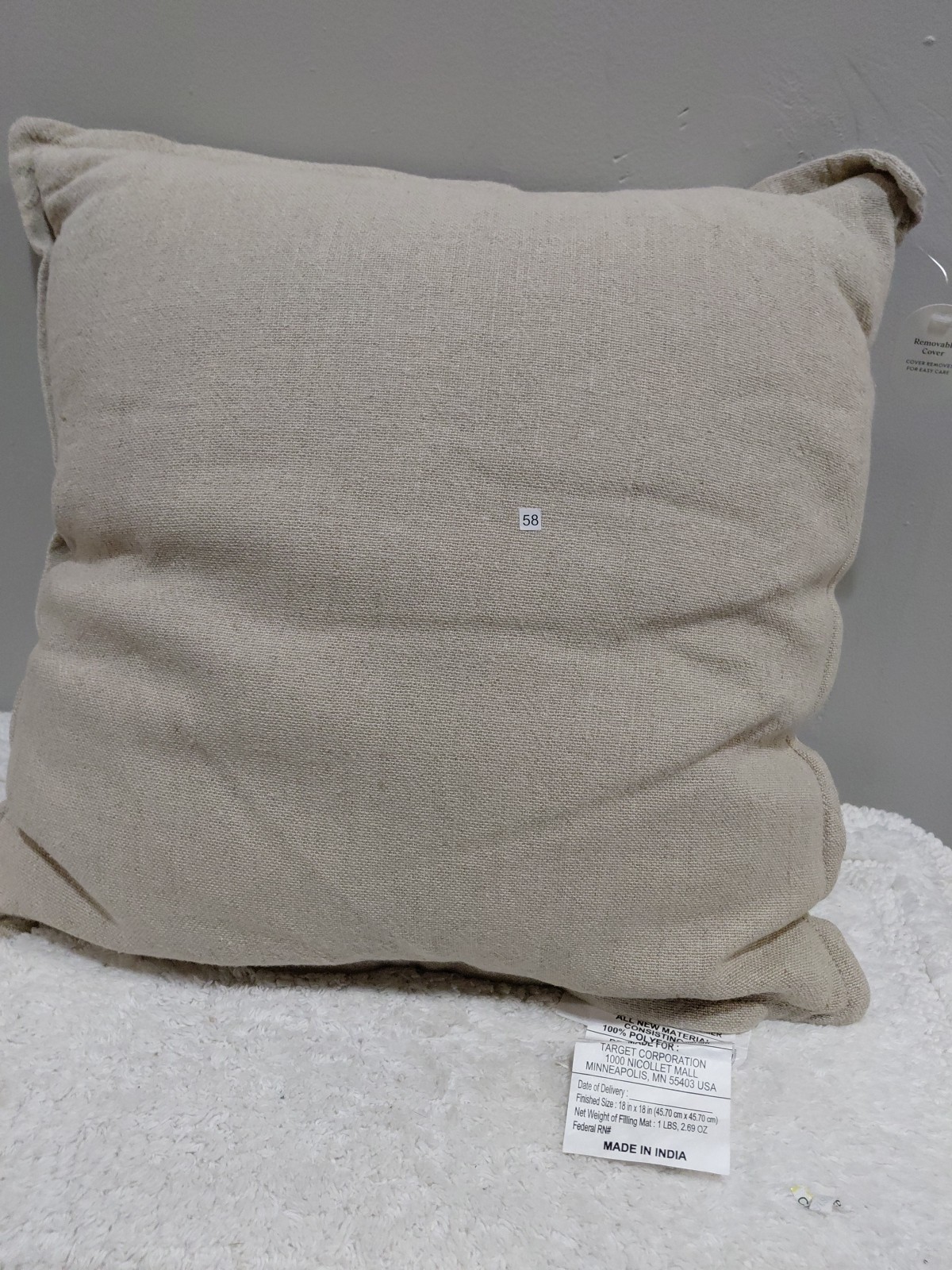 Threshold Toss Decor Pillow Linen/Cotton 18x18in Beige Removable Cover gallery