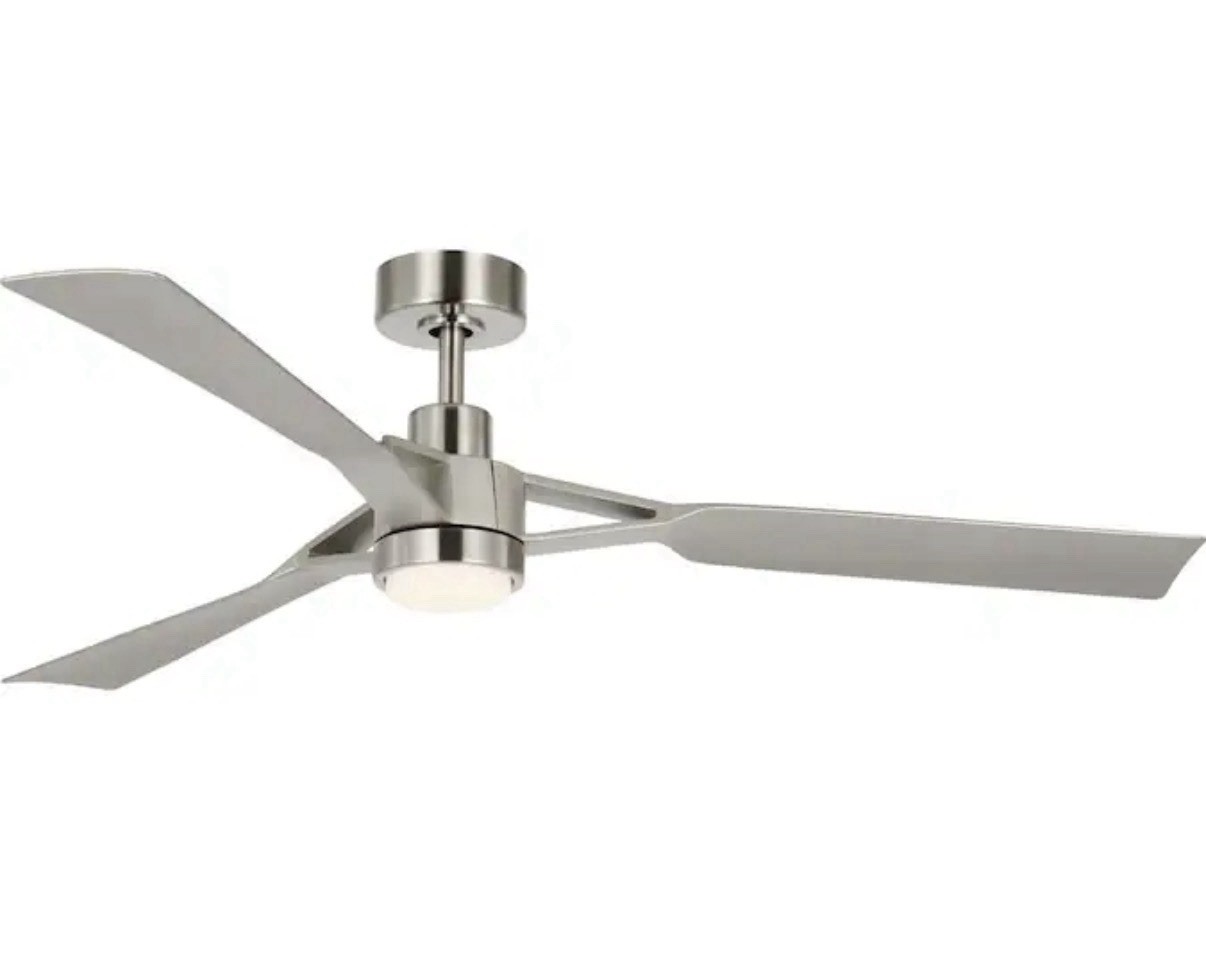60” Modern Ceiling Fan LED Remote DC Motor Indoor Outdoor Brushed Nickel gallery