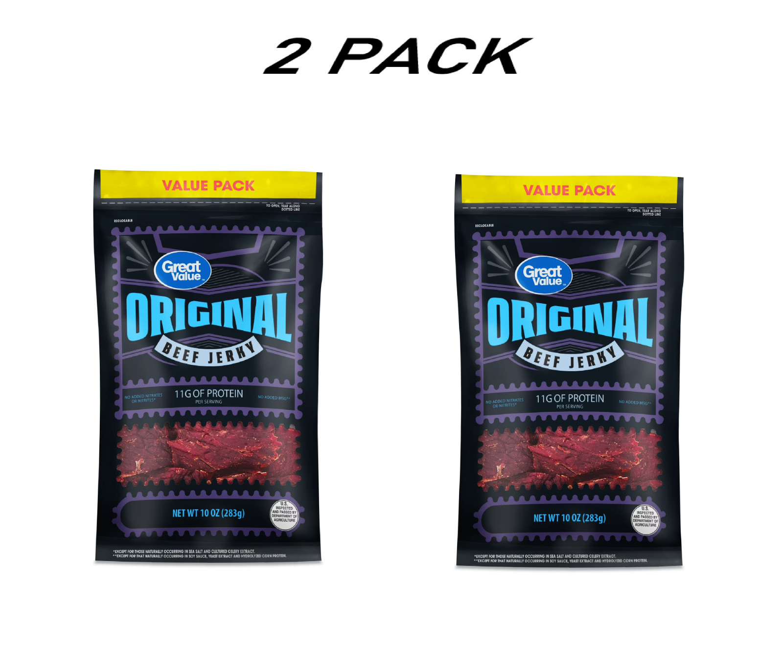 (2 PACK) Great Value Original Beef Jerky Value Pack, 10 oz. gallery