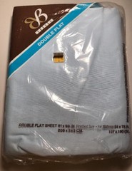 Vintage BIBB Double Flat Sheet Solid Light Blue Cotton Blend NEW NIP NOS