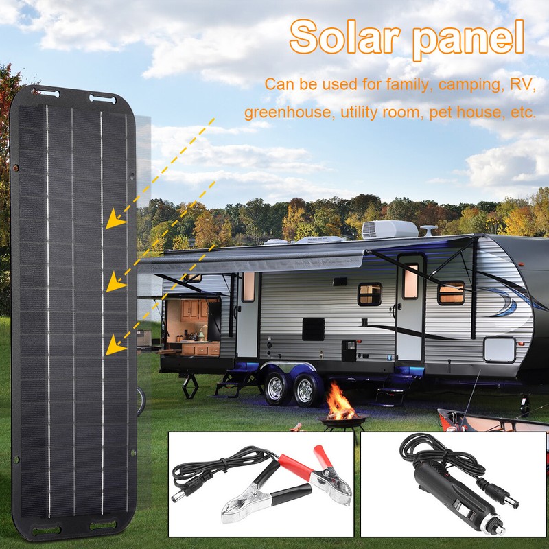 30W 12V Solar Panel Trickle Charge Battery Charger Kit Marine RV Car Outdoor USA gallery
