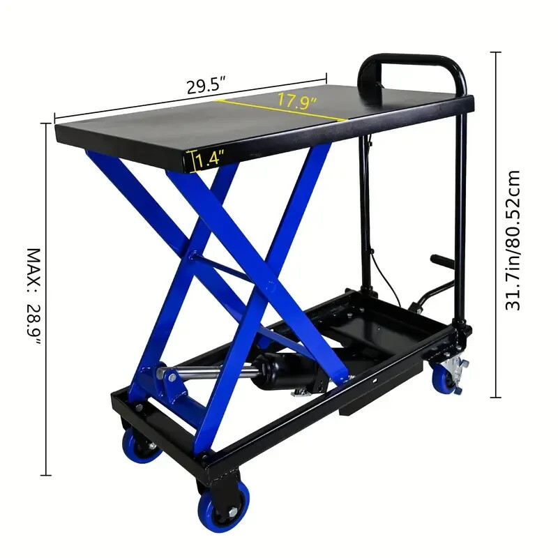 Hydraulic stacker with 500 lbs load capacity and 4 wheels gallery