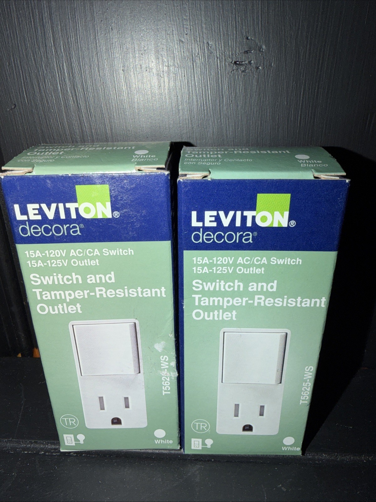 2 Pack! Leviton T5625-W Decora Combination Switch and TR Receptacle White gallery