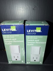 2 Pack! Leviton T5625-W Decora Combination Switch and TR Receptacle White