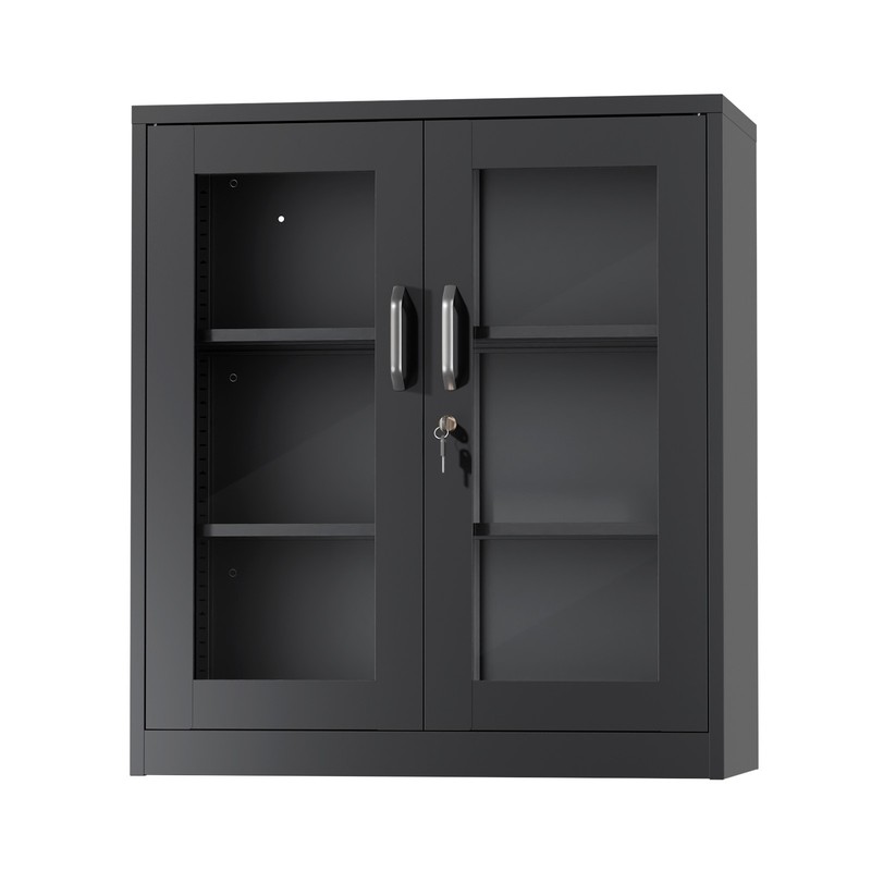 New Lockable Display Bookshelf with Tempered Glass Door and Adjustable Shelves gallery
