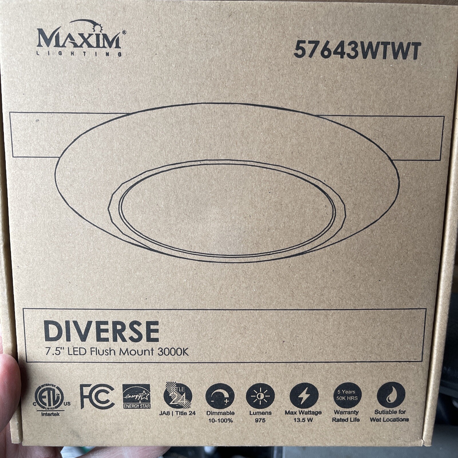 Maxim Lighting Diverse 1 Light Flush Mount, 3000K, White - 57643WTWT gallery
