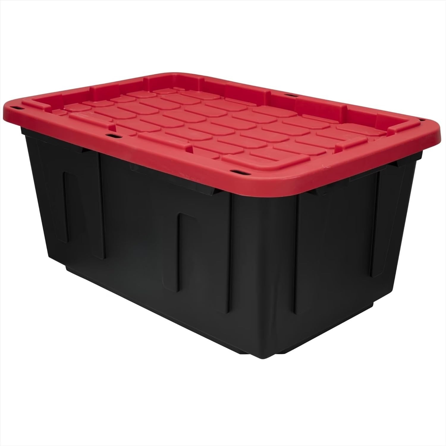 Hyper Tough 27 Gallon Snap Lid Plastic Storage Bin Container, Black with Red Lid gallery