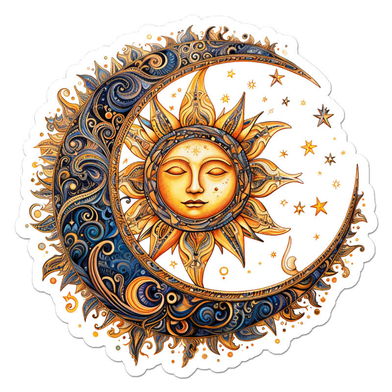 Moon Sun Stars, Vinyl Decal Sticker, Indoor Outdoor, 3 Sizes, #11967 gallery