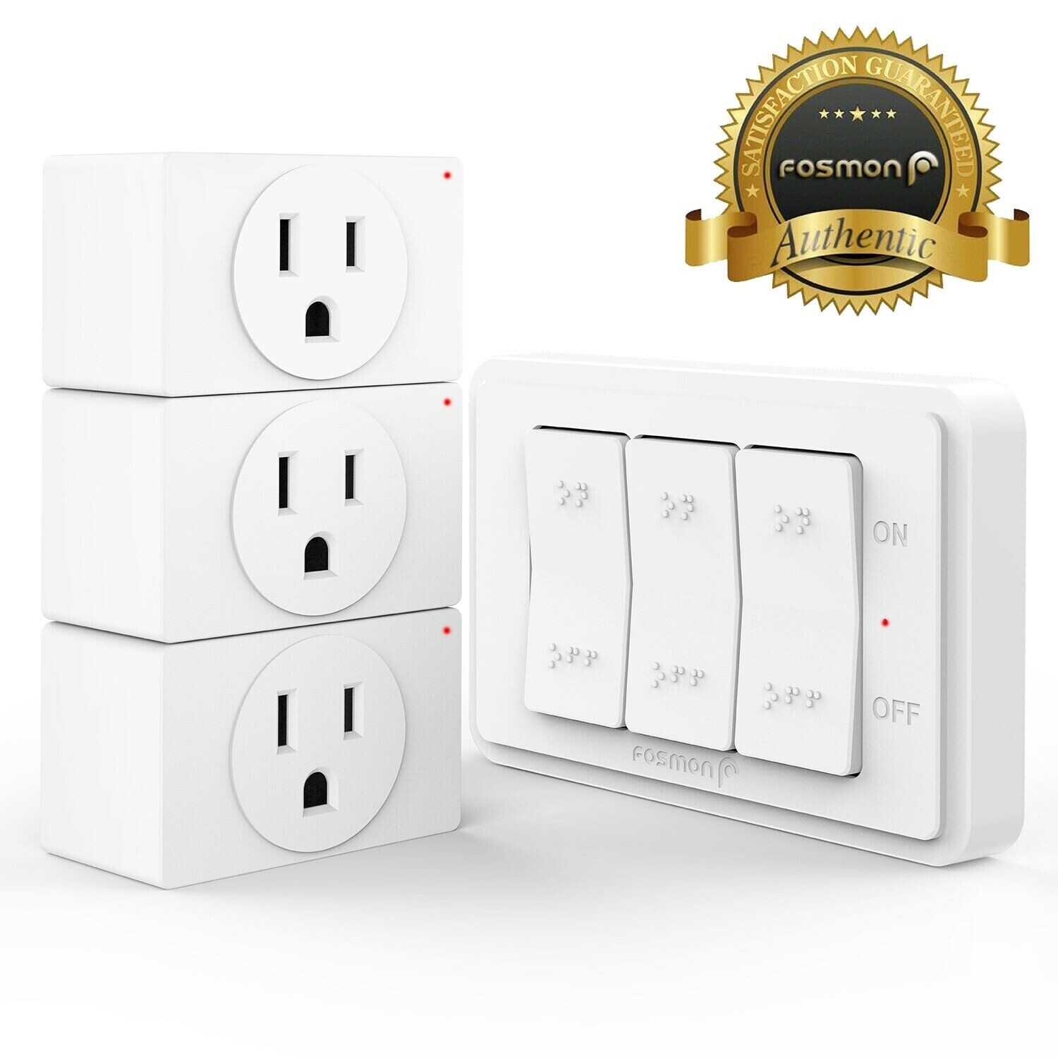 Wireless Remote Control 3 Outlet Plug On OFF Electrical Grounded Wall Switch gallery
