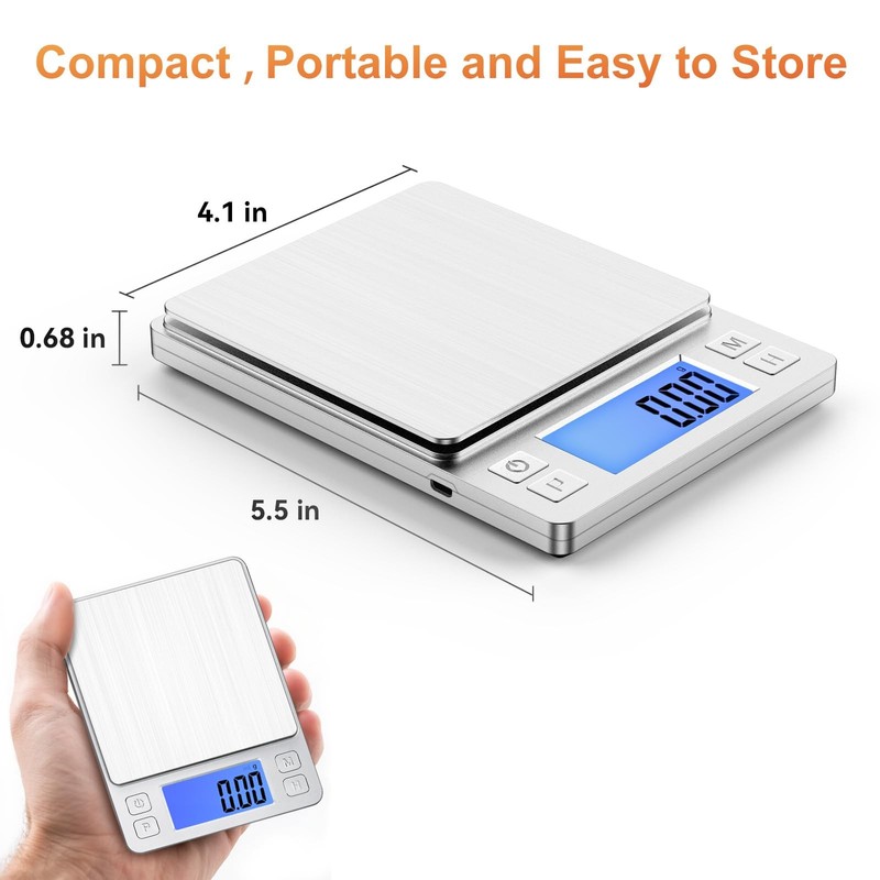 Digital Gram Scale 0.01g Precision 1kg USB Rechargeable Jewelry Scale, Large gallery