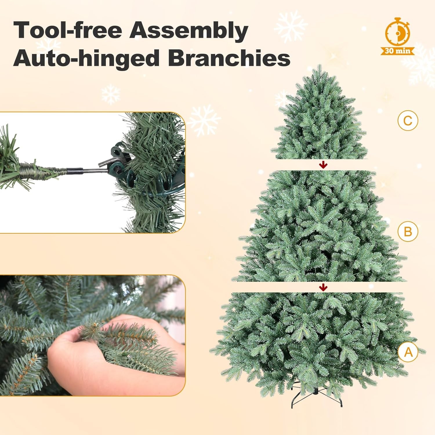 4-9 ft Blue Spruce Christmas Tree PE/PVC Artificial Xmas Tree for Home Decore gallery