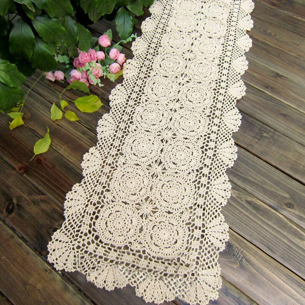 Cotton Crochet Lace Table Runner Rectangle For Dinner Table Handmade Table Cover gallery