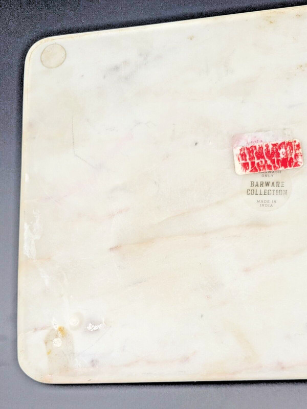 Marble Cheese Barware Cutting Board White With Metal Pineapple 14" x 10" 9.3lbs gallery