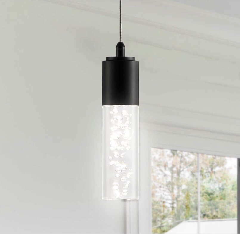 Jonathan Y JYL7221C Bolha 1-Light LED Hanging Pendant with Bubble Glass in Black gallery