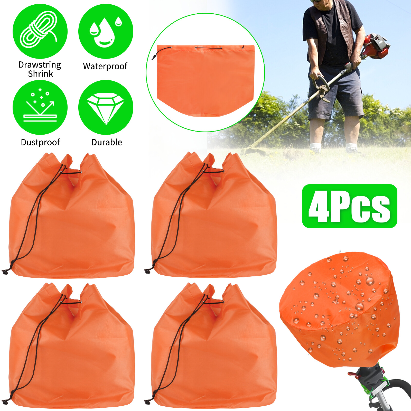 4Pcs Engine Covers Dustproof Waterproof Cover Wrap For Weedeater Trimmer Orange gallery