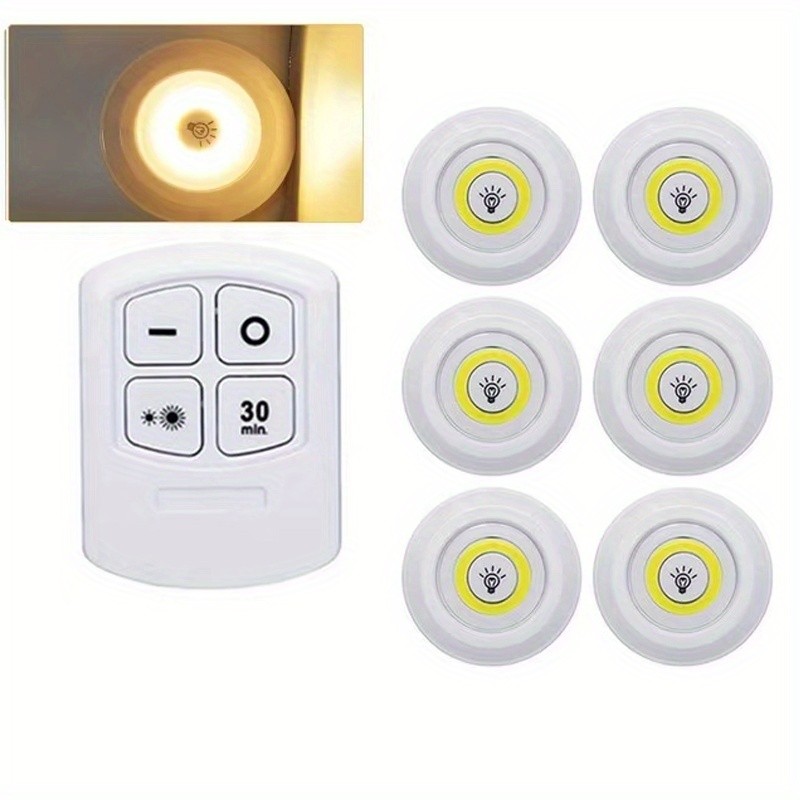 6 - Pack Wireless LED Puck Lights with Remote - Battery Powered gallery
