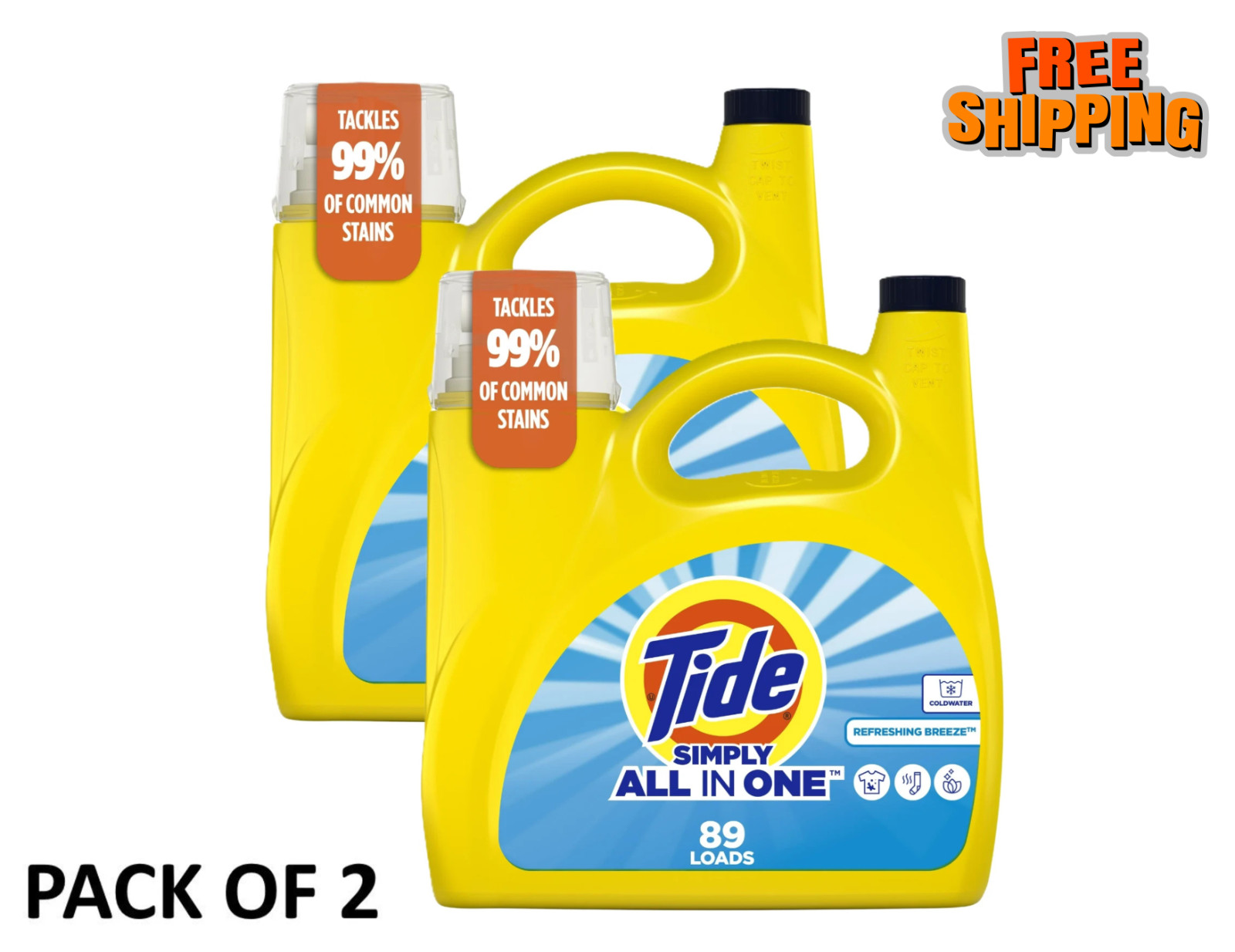 Tide Simply Liquid Laundry Detergent Refreshing Breeze Scent 117 fl oz 89 Loads gallery