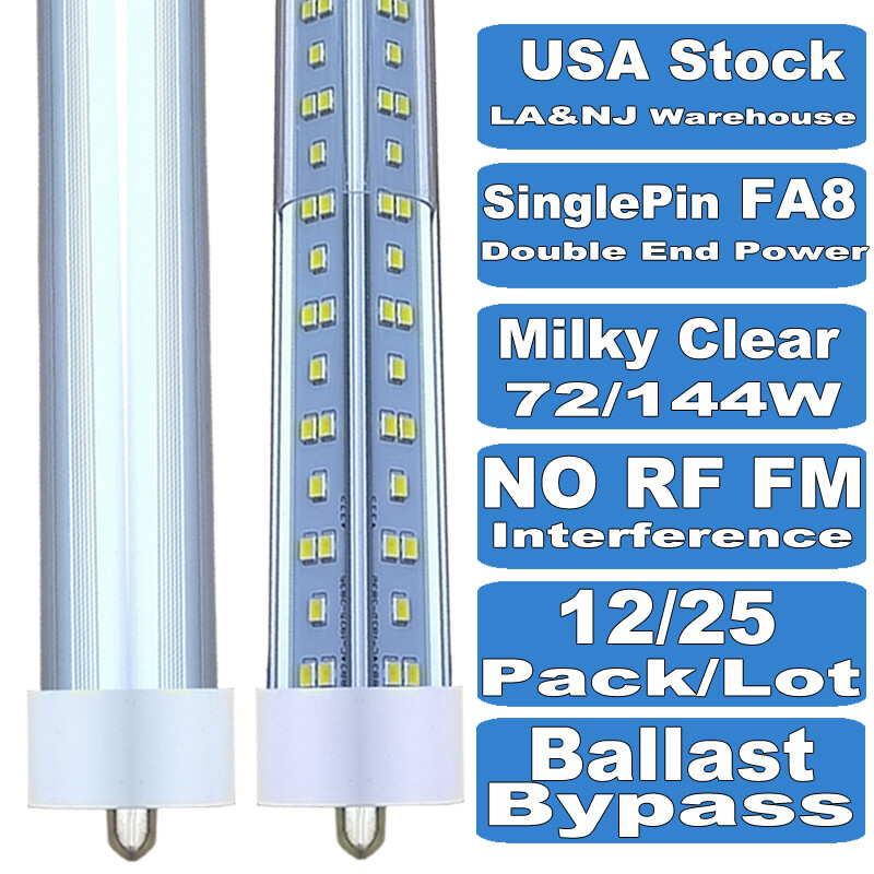 8 Foot LED Shop Lights Single Pin FA8 8FT LED Tube Light Bulbs T8 T12 72W 144W gallery