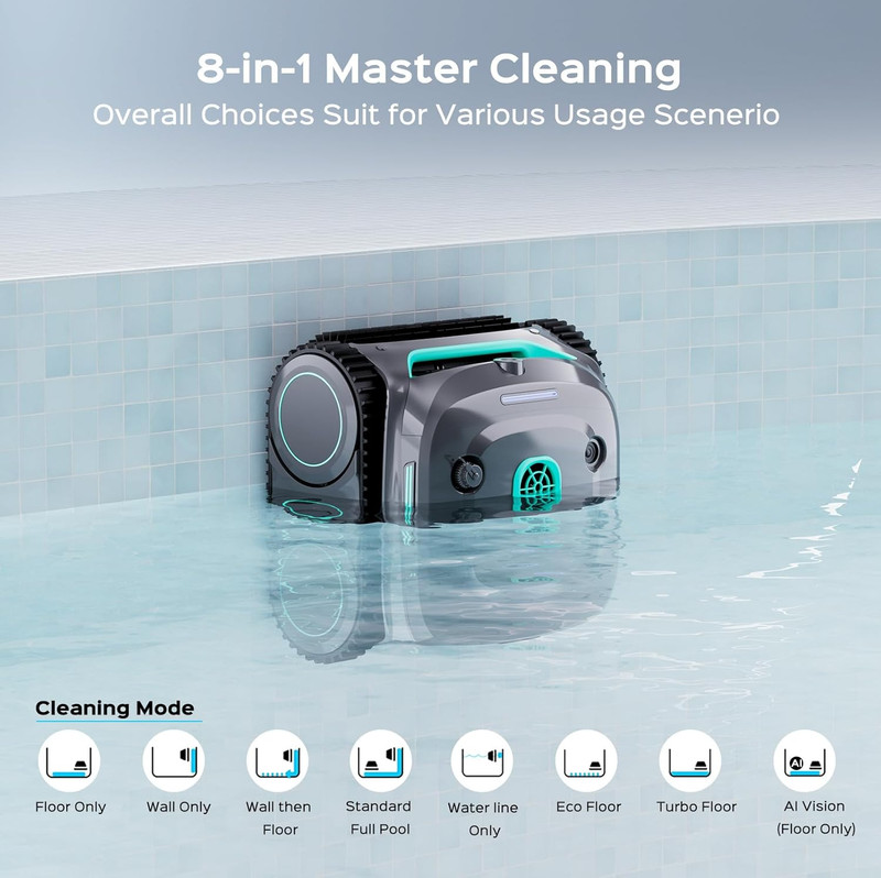 (2026 Upgrade) C2 Vision AI Camera Pool Vacuum for Inground Pools,Floor to Wate gallery
