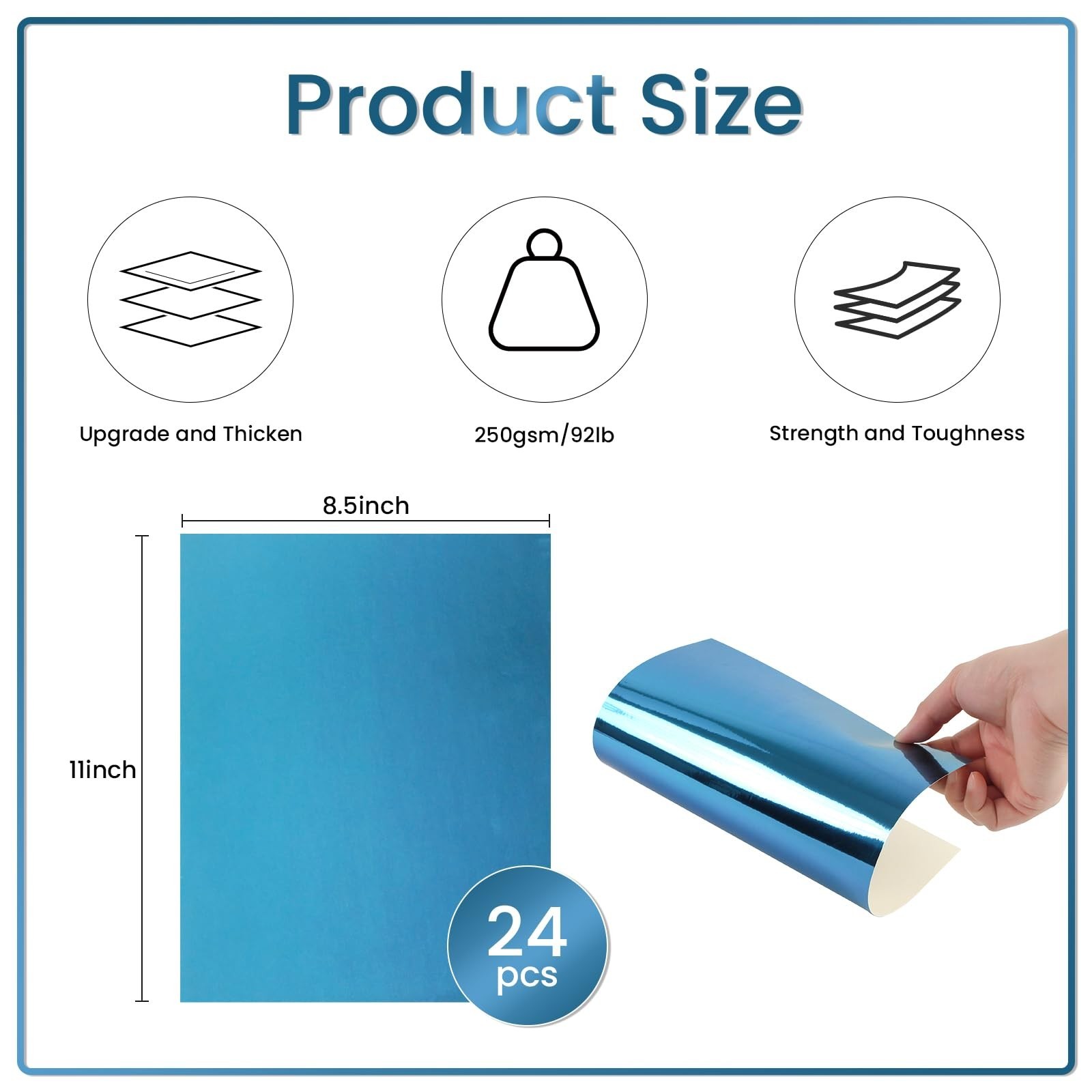 24 Sheets Blue Metallic Cardstock Paper 8.5 X 11", 92lb/250gsm Thick Paper Bl... gallery