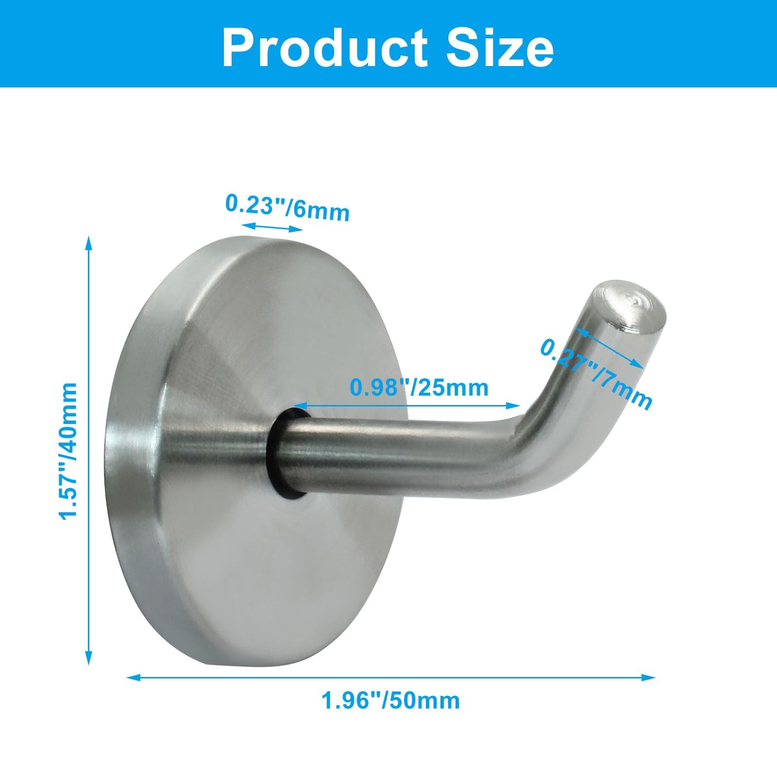 Heavy Duty Wall Hooks 5 CM/2 Inch Single Hook Coat Hook Silver Towel Hangers ... gallery