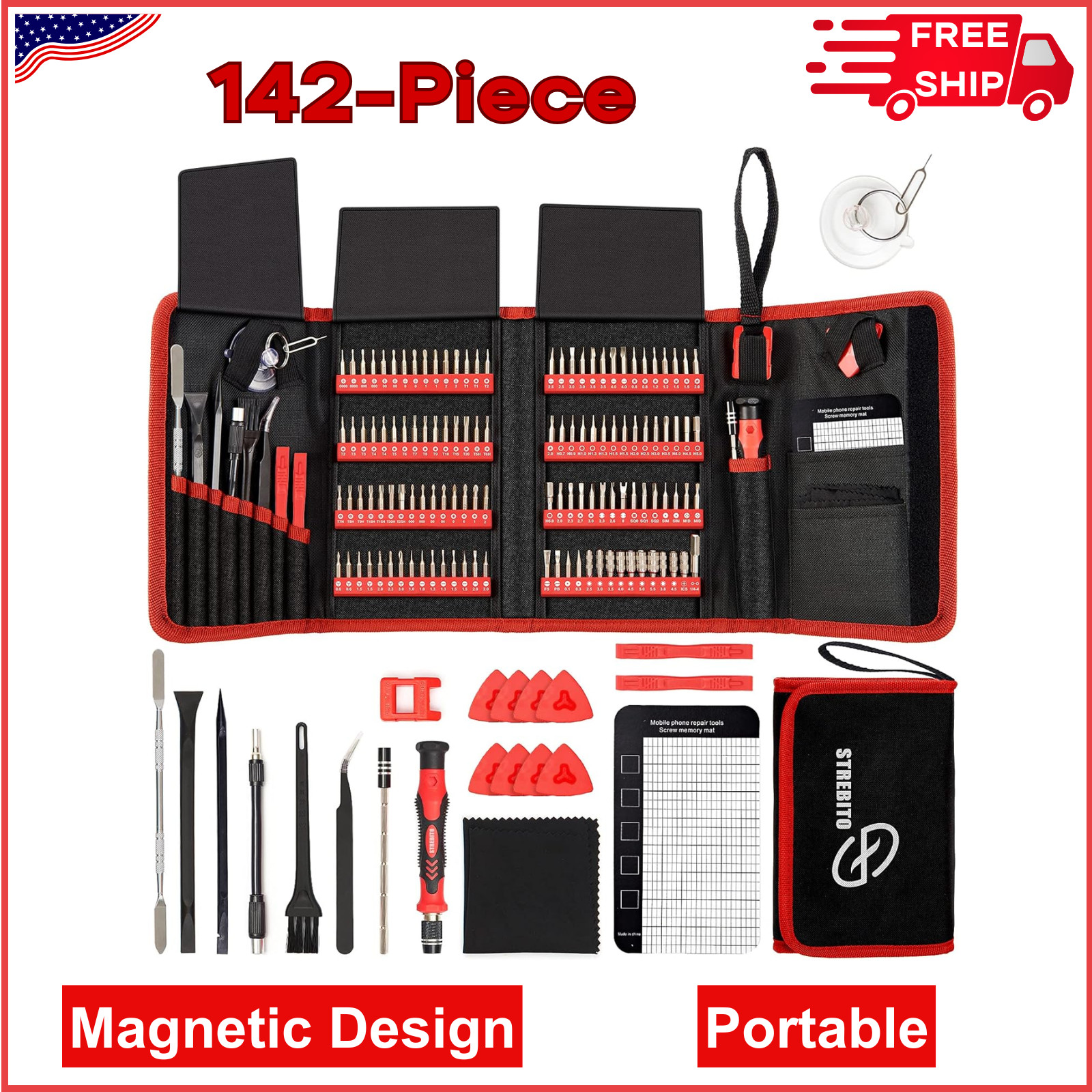 STREBITO Electronics Precision Screwdriver Sets 142-Piece With 120 Bits Magnetic gallery