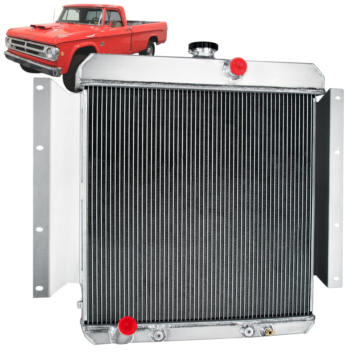 4 Row Aluminum Radiator 1961-1969 Dodge D100 Pickup 2.8L 3.7L L6 Engine gallery