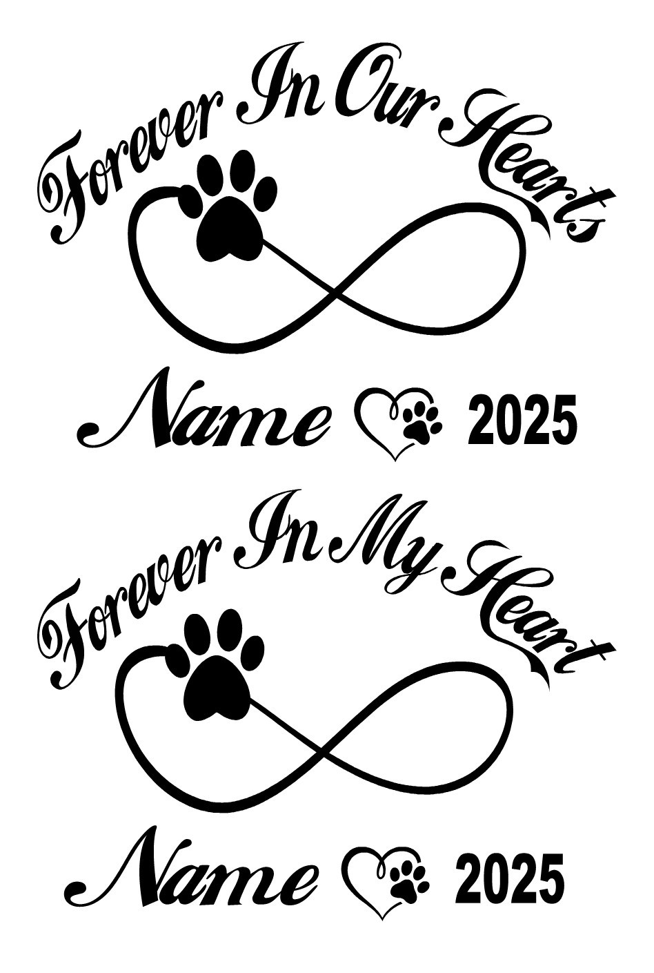 Pet Memorial Decal Personalized Dog / Cat Paw Print Forever Loved Vinyl Sticker gallery