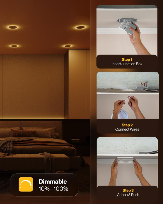 Sunco 24 Pack 4" Dimmable LED Recessed Lights with Night Light, 900 LM gallery