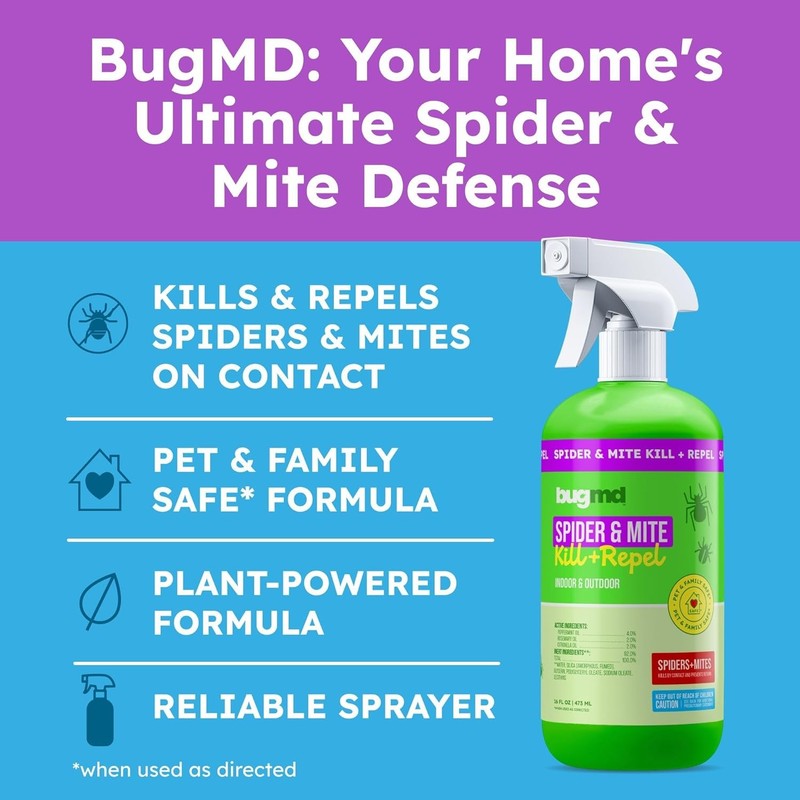 BugMD Pet Safe Spider Repellent Indoor & Outdoor Spray | Natural Spider & Mite K gallery