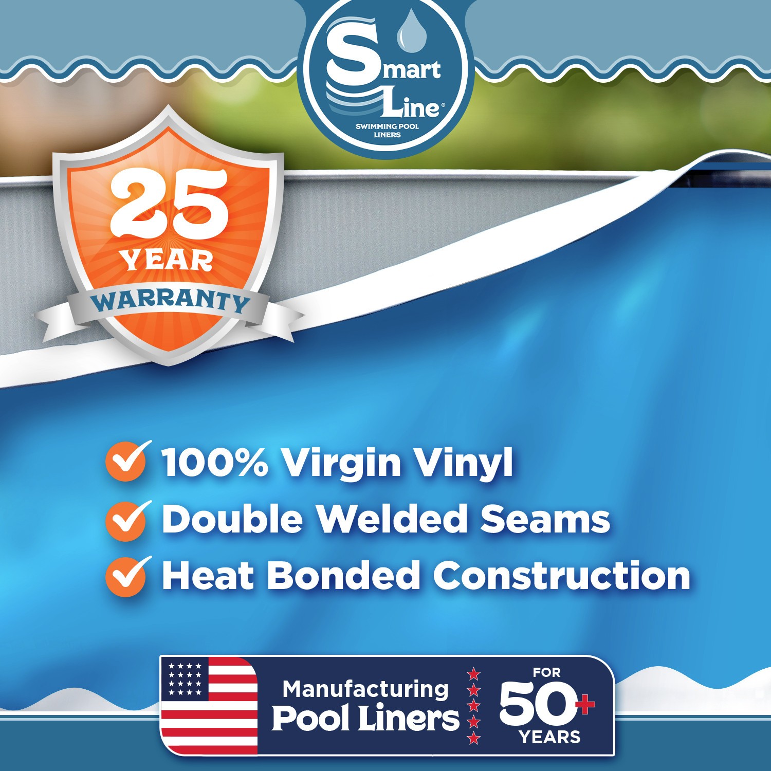 SmartLine 30' x 54” Round Overlap 25 Gauge Swimming Pool Liner - Choose Pattern gallery