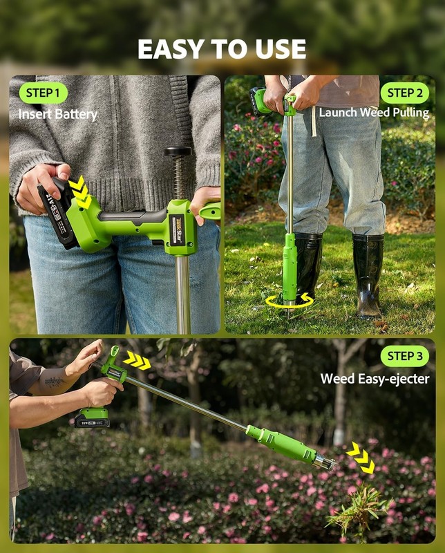 Electric Stand Up Weed Puller Tool 3Claw Steel Root Weeder Popper Noneed Bending gallery