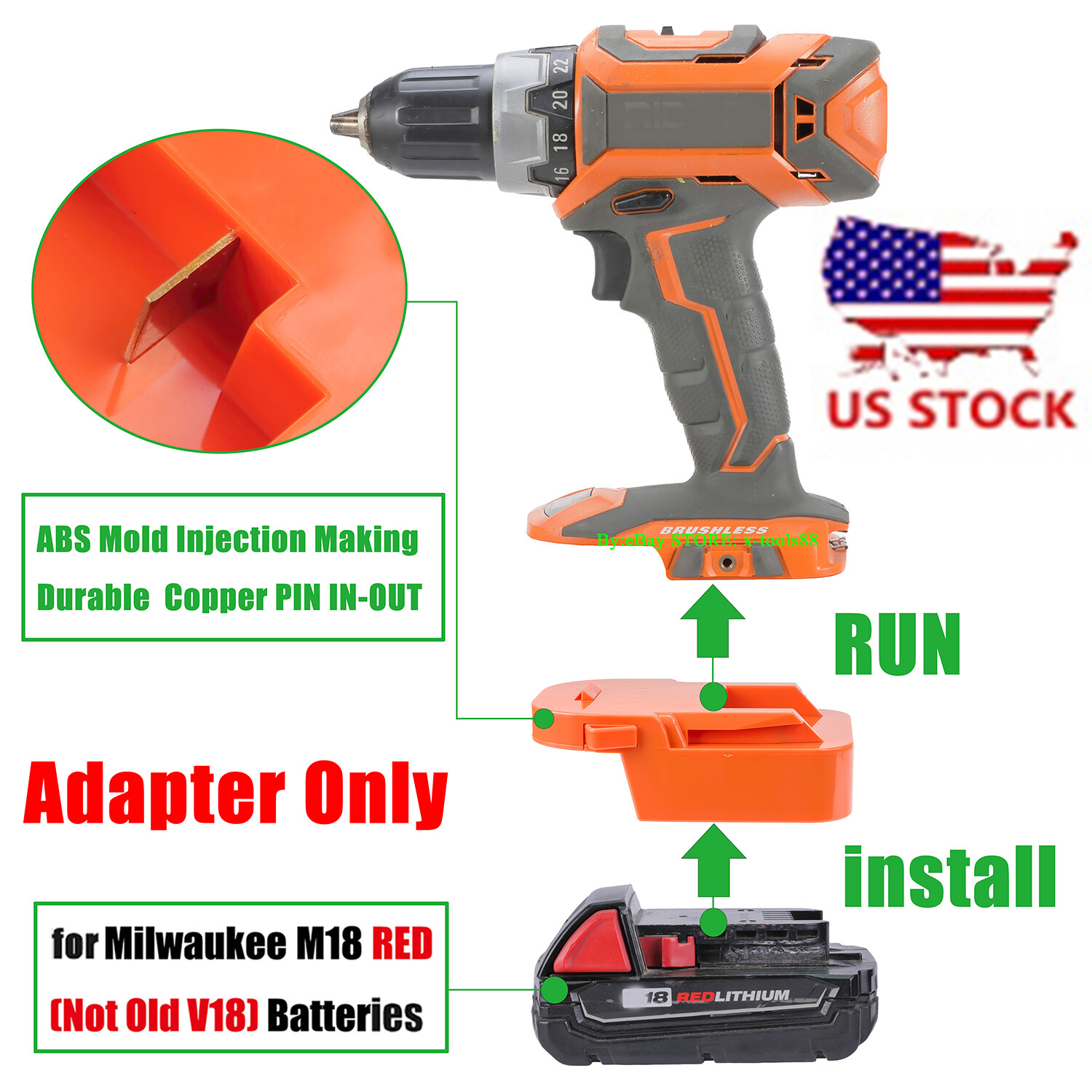 1x for Milwaukee M18 Battery To fits Ridgid 18V Dirll Tools Adapter-Adapter Only gallery