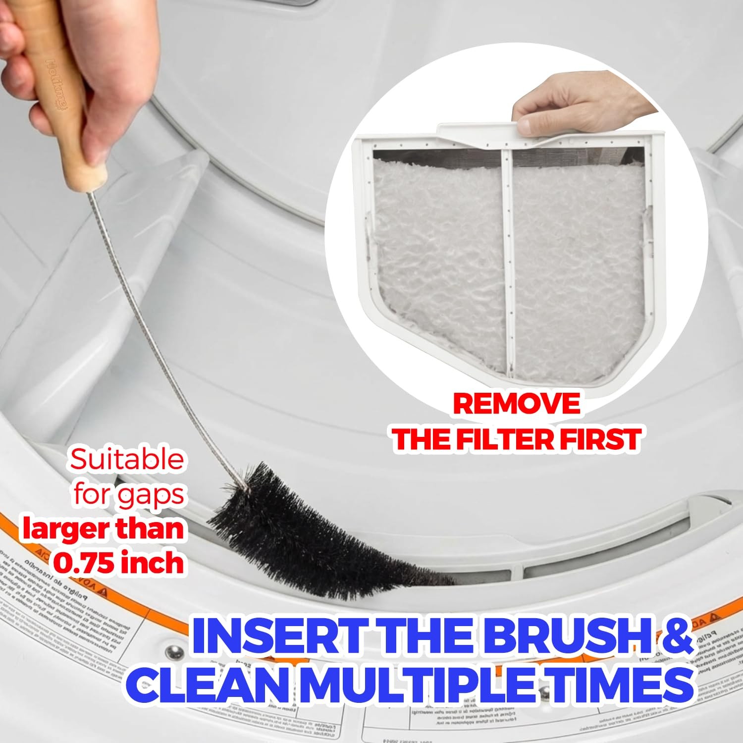 Holikme Dryer Vent Cleaner Kit, 3 Pieces Dryer Lint Brush Household Supplies ... gallery