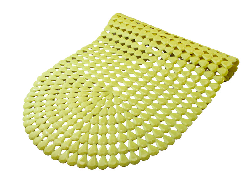 Oval Bath Mat with Pear Shape Diamond Design Anti-Slip Suction Shower Yellow gallery