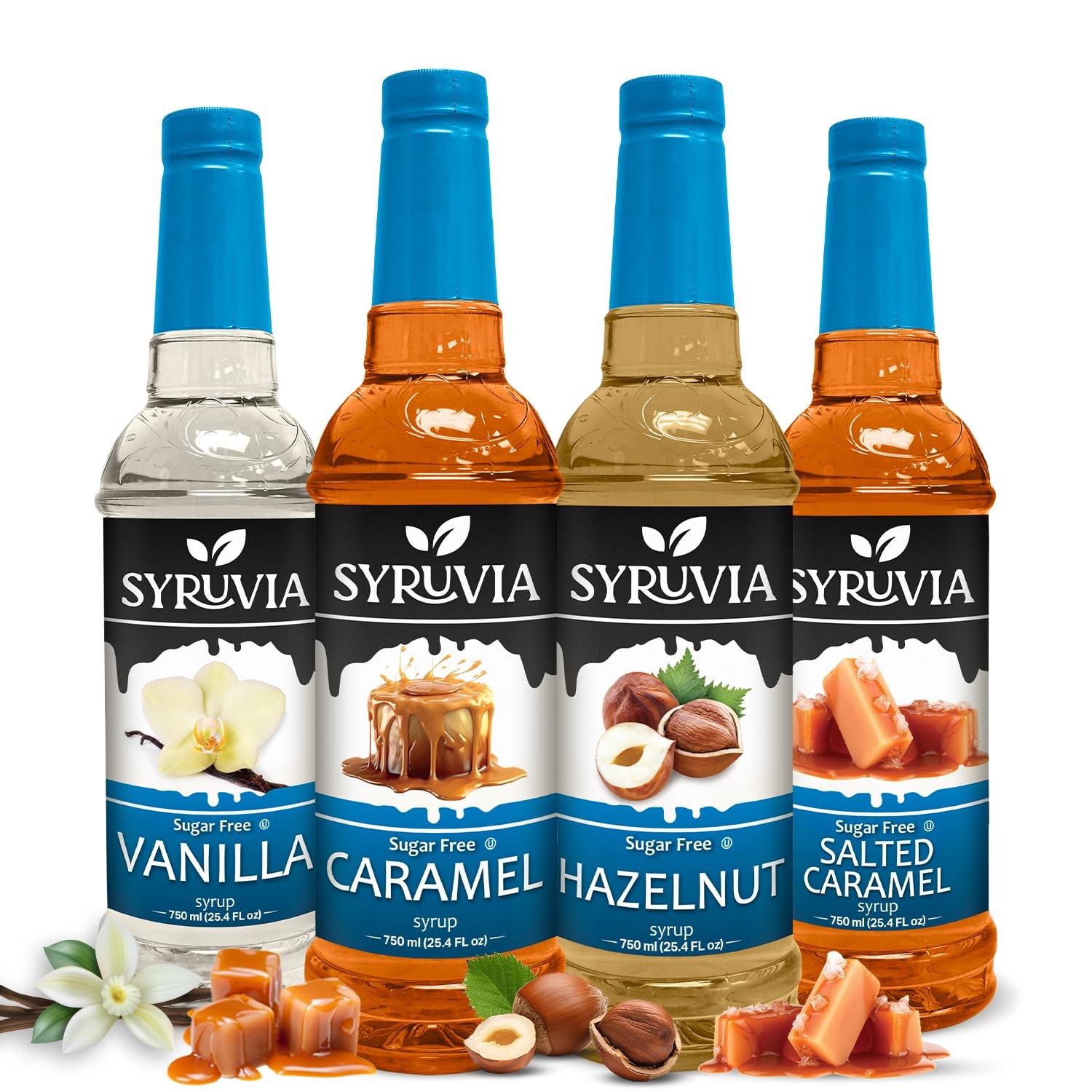 Coffee Syrup Variety Pack Sugar Free Vanilla, Caramel, Hazelnut & Salted Cara... gallery