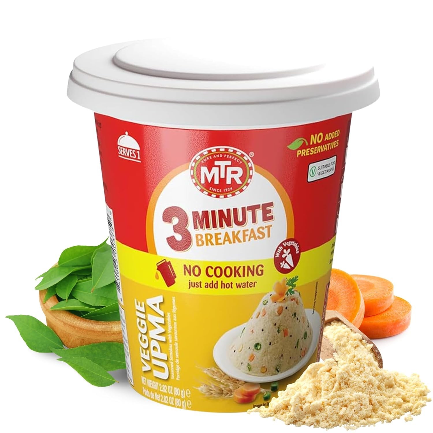 MTR 3 Minutes Breakfast | Ready to Eat | Vegetable Upma Cup (80g x Pack of 6) gallery