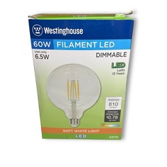 G40 Globe Light Bulb Dimmable E26 60W 120V Westinghouse #53175 Soft White