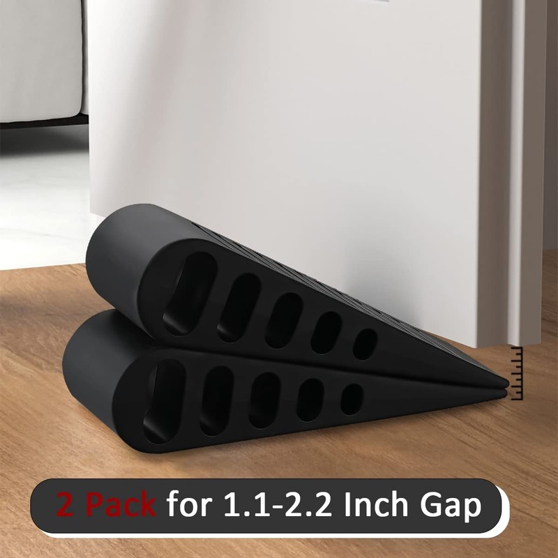 Rubber Door Stopper Wedge, Black 2 Pack Soft TPR Premium Door Stops for Botto... gallery